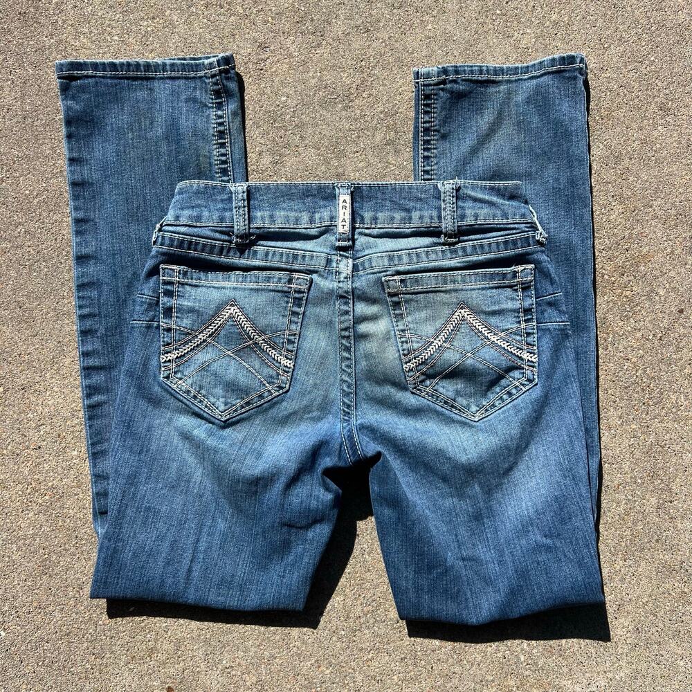 Ariat 30R REAL Icon Straight Leg Blue Jeans in Rainstorm 10017217